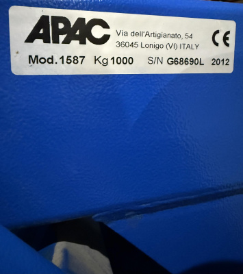 Кран гаражный складной 1000 кг APAC, 1587