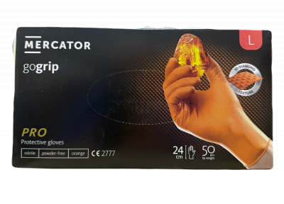Перчатки нитриловые особопрочные оранжевые GoGrip,разм. L ,M, XL,  XXL уп.50шт